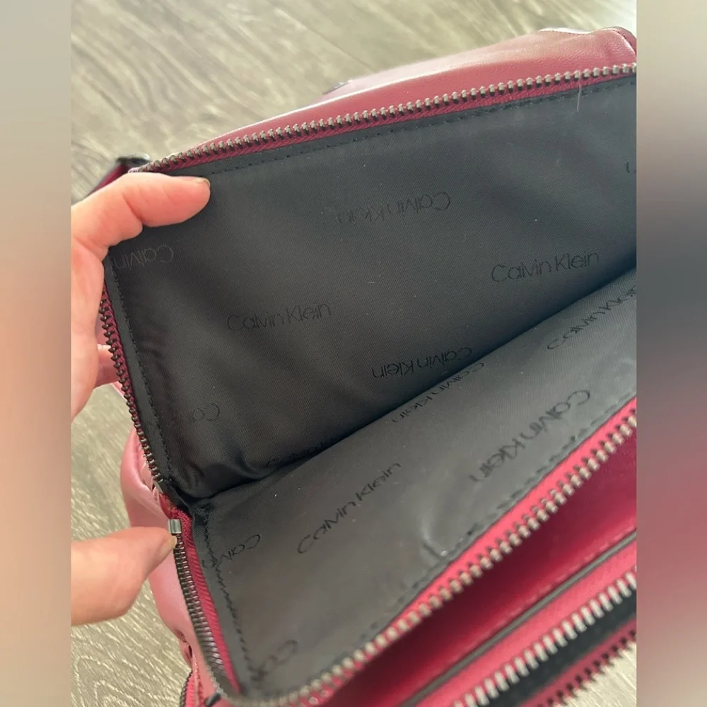 Calvin Klein Red Embossed Backpack - Picture 4 of 8